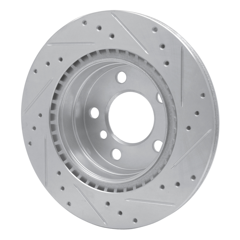 BMW 220i Brake Rotor (1) - Rear Left - R1 Concepts - Drilled & Slotted - Silver - `06-`21